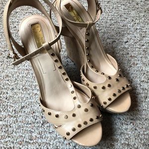 Gold Studded Jessica Simpson Wedge Sz 7.5